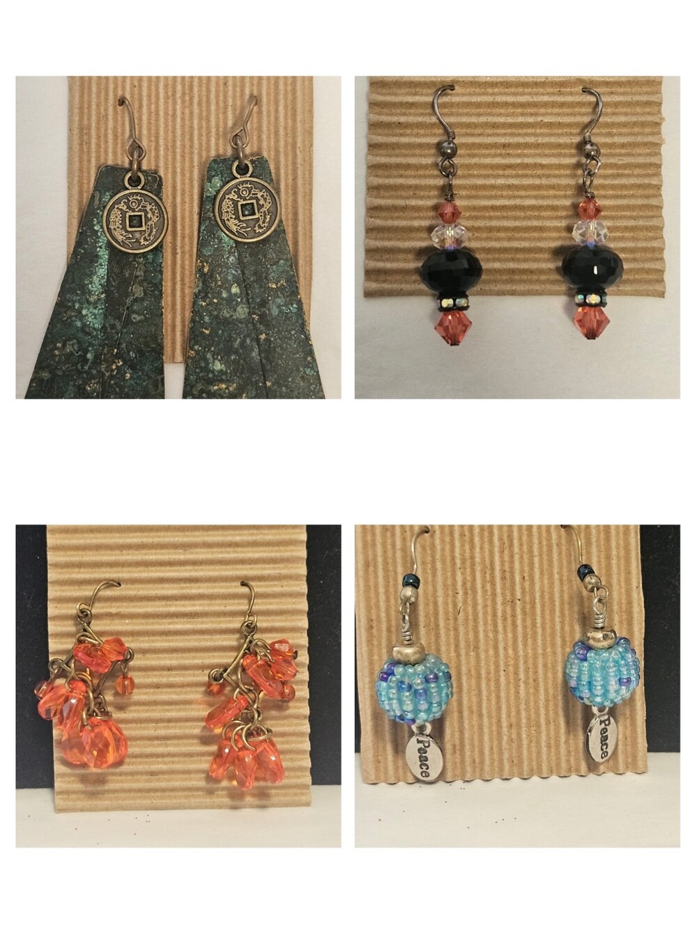 BOHO Artisan Handcrafted Dangle Earring Lot - Set of 4